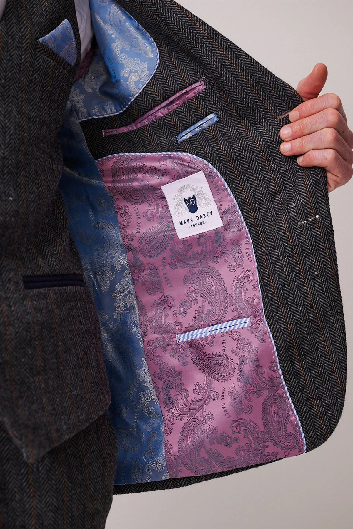 Marc Darcy Dominic Blue Grey Tweed Blazer