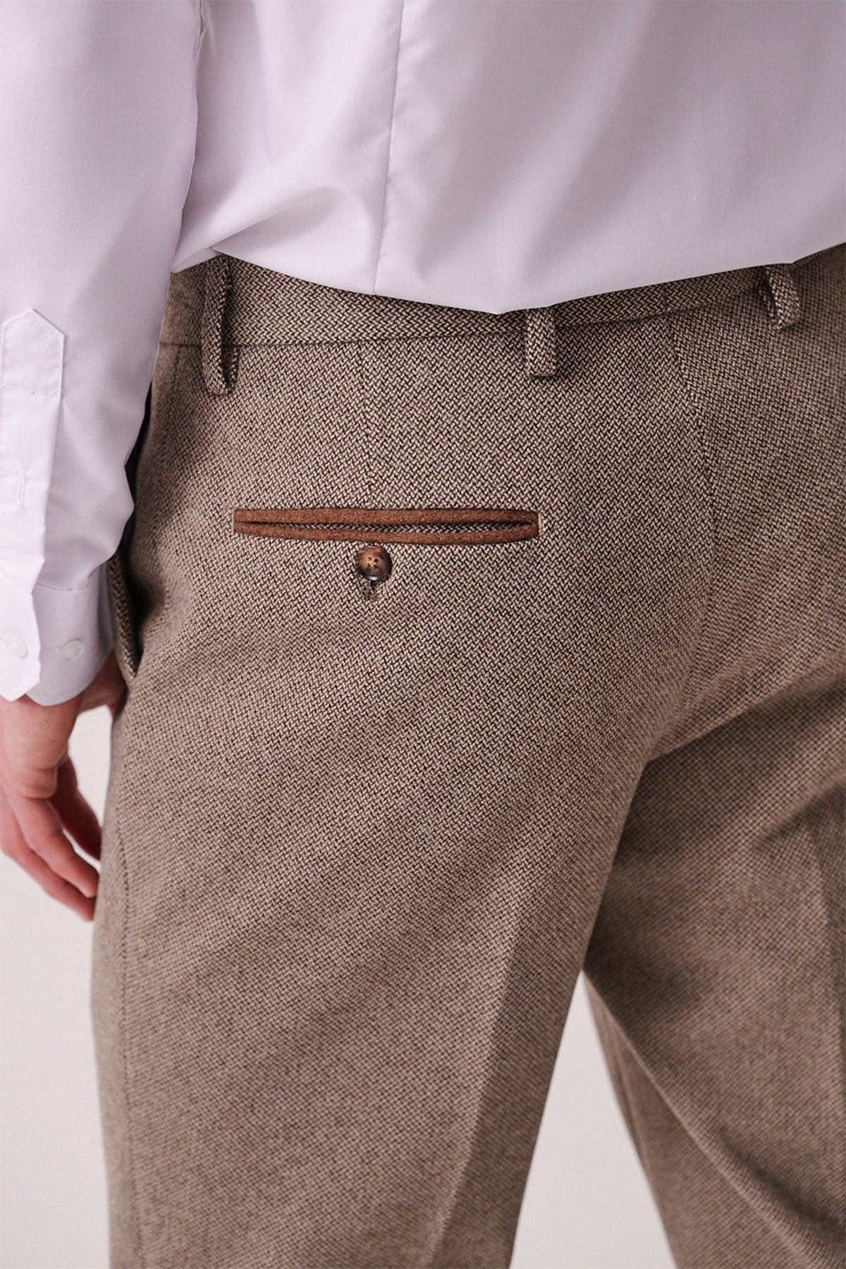 Marc Darcy Hayden Tan Crossweave Trousers