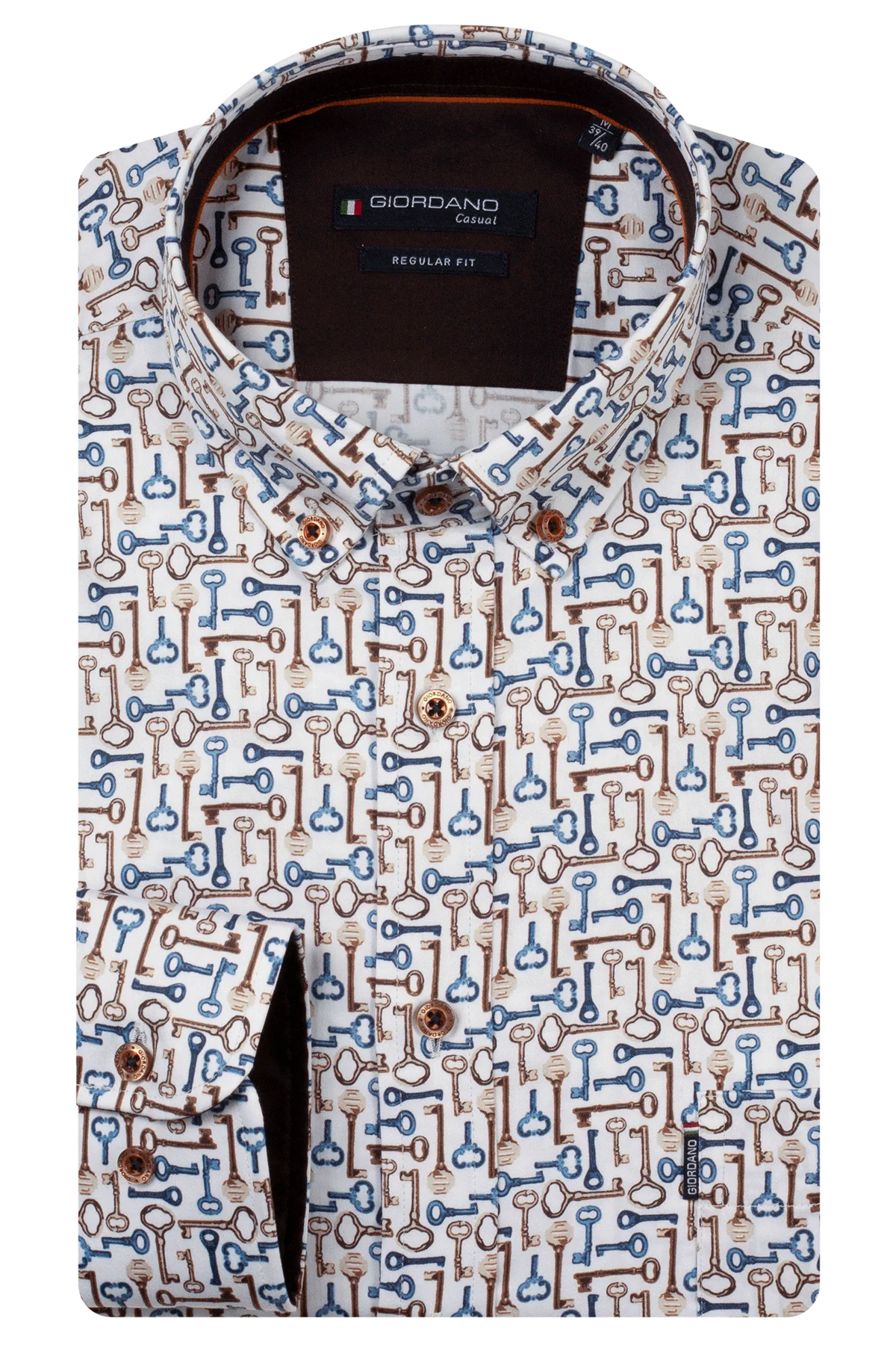 Giordano White Key Print Shirt