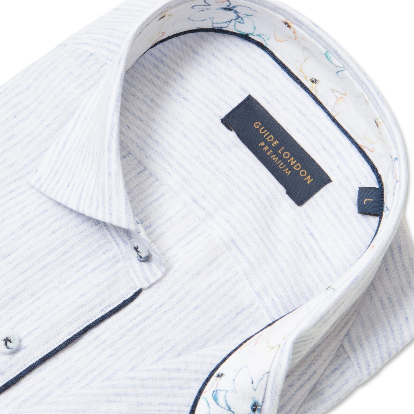 Guide London Premium Sky Soft Stripe Short Sleeve Shirt