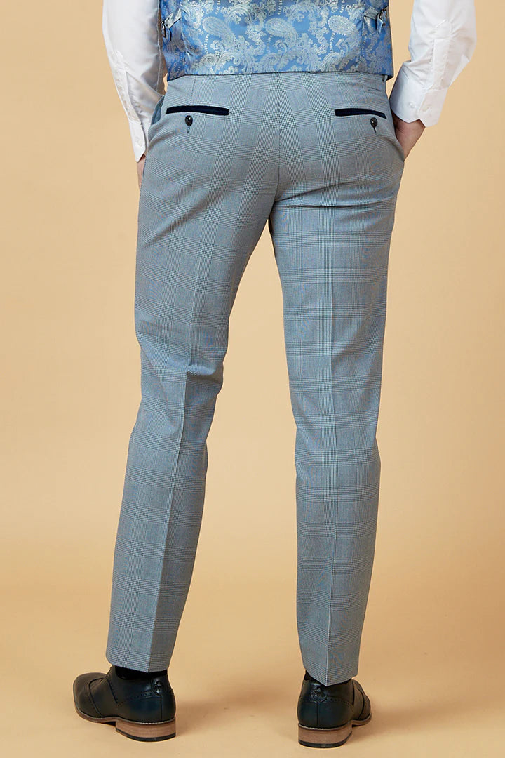 Marc Darcy Bromley Sky Blue Check Trousers