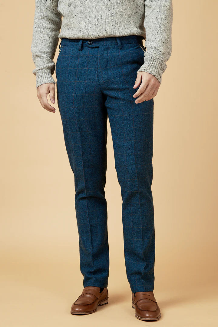 Marc Darcy Dion Blue Tweed Trousers