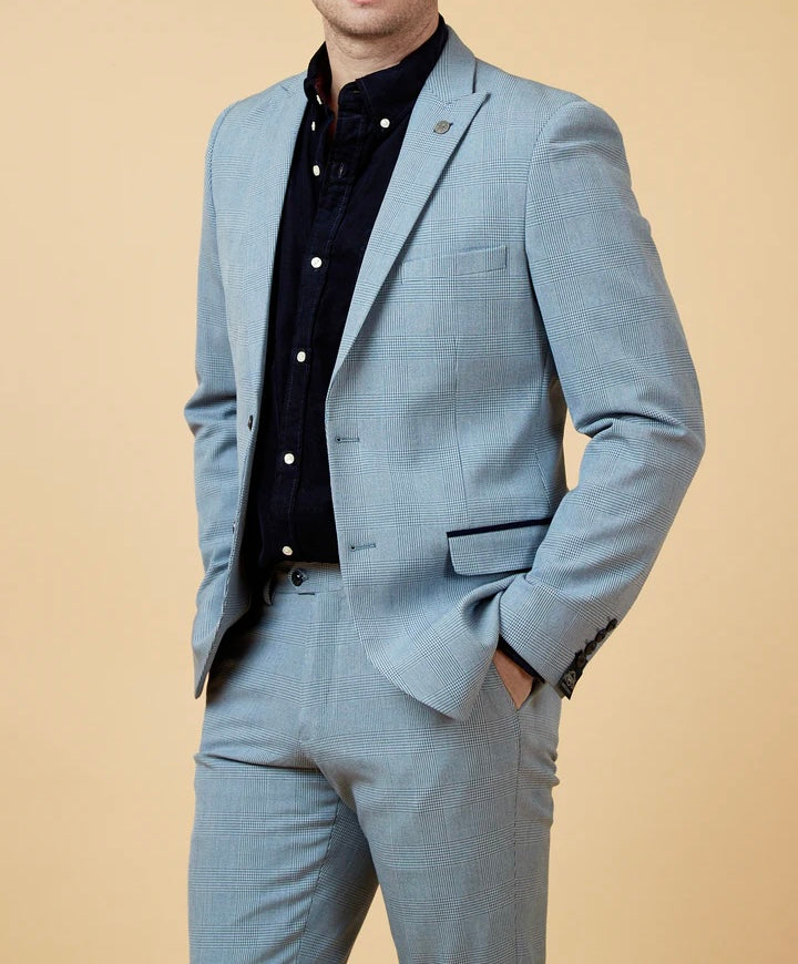 Marc Darcy Bromley Sky Blue Check Blazer