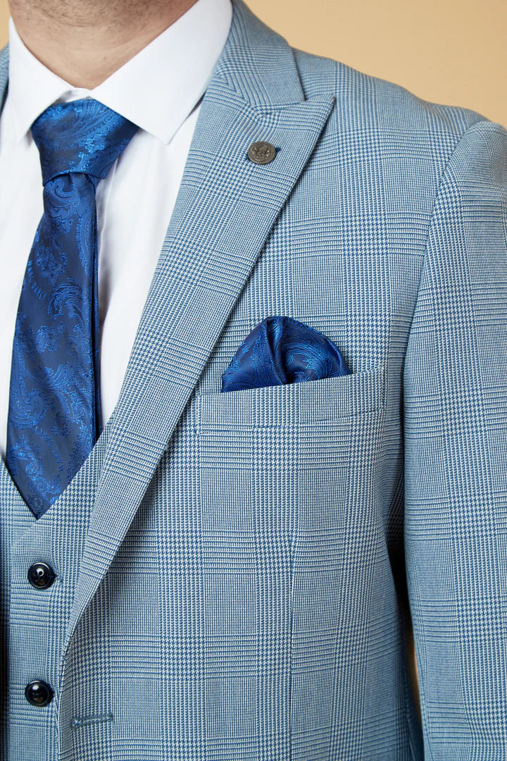 Marc Darcy Bromley Sky Blue Check Blazer