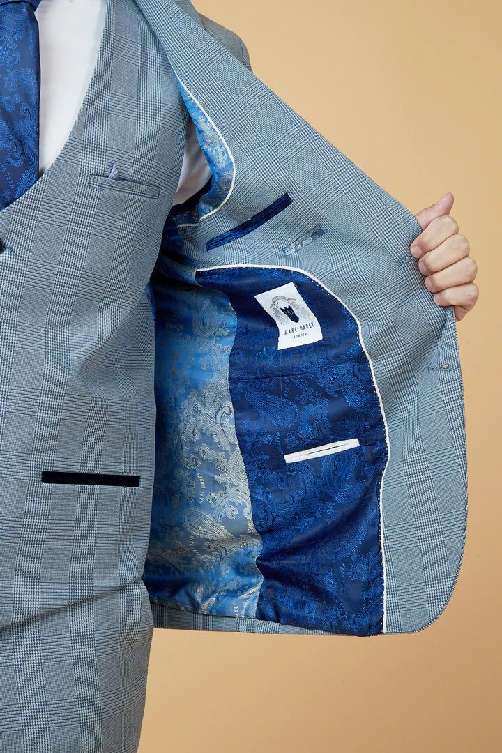 Marc Darcy Bromley Sky Blue Check Blazer