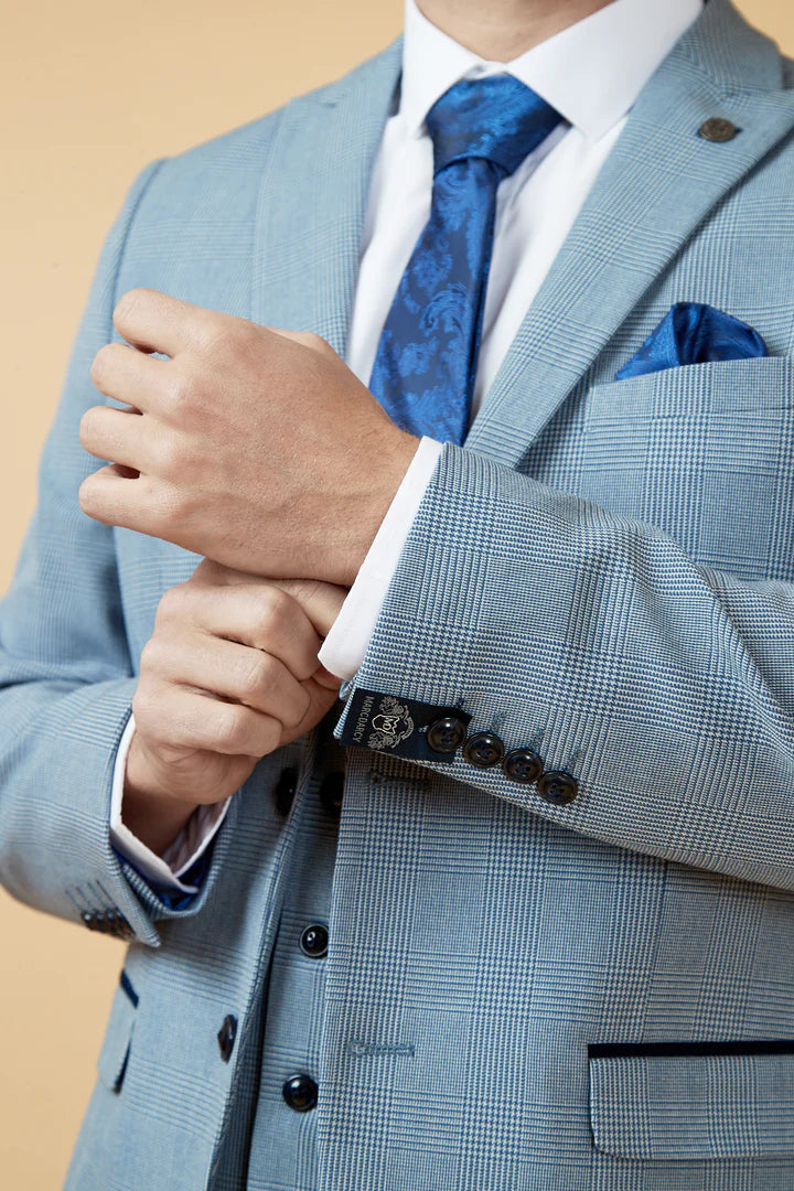 Marc Darcy Bromley Sky Blue Check Blazer