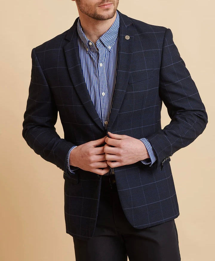 Marc Darcy Edinson Navy Sky Check Blazer