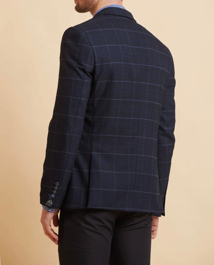 Marc Darcy Edinson Navy Sky Check Blazer