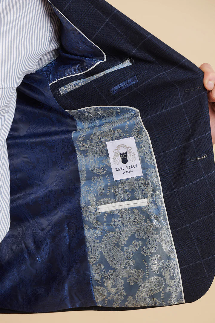 Marc Darcy Edinson Navy Sky Check Blazer