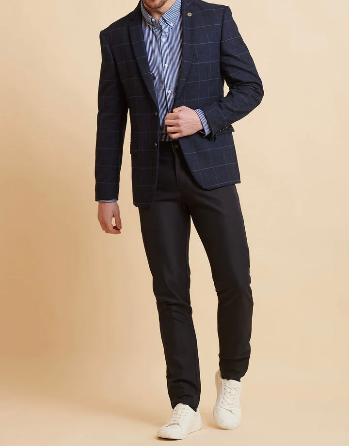Marc Darcy Edinson Navy Sky Check Blazer