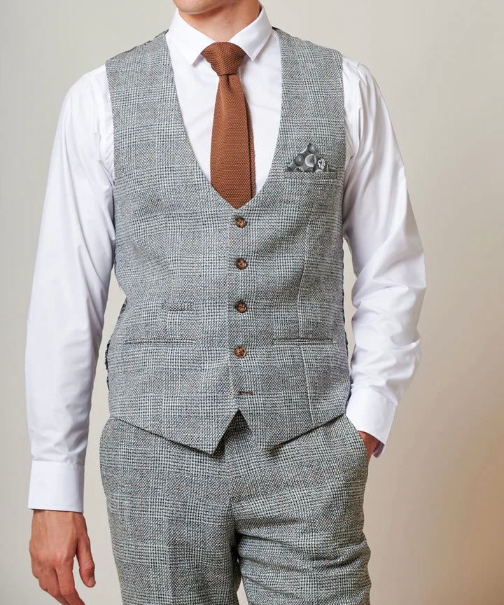 Marc Darcy Kris Silver Tweed Waistcoat
