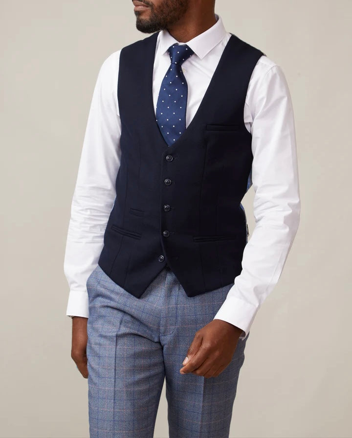 Marc Darcy Kelvin Navy Single Breasted Waistcoat
