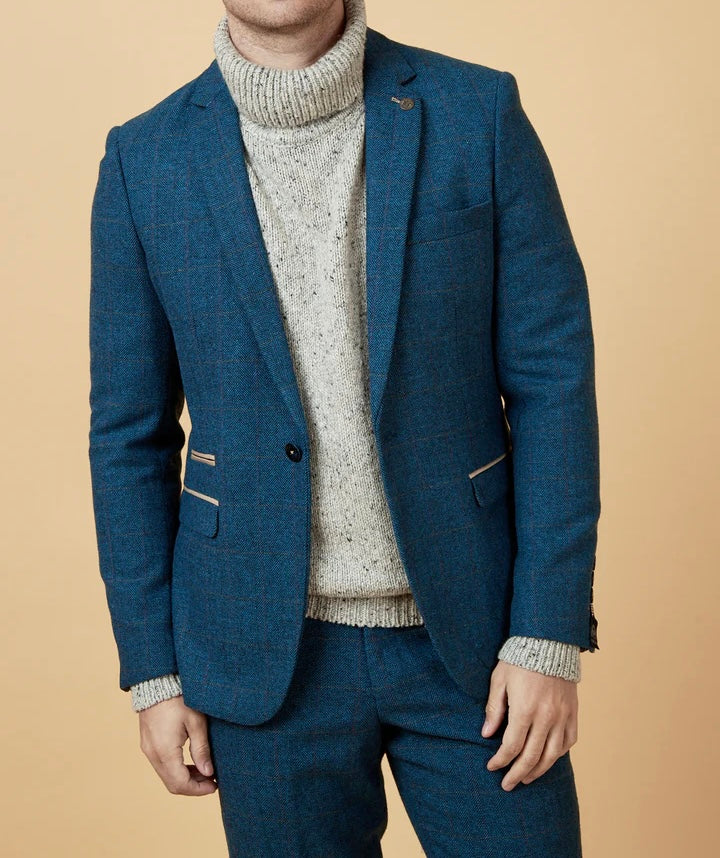 Marc Darcy Dion Blue Check Blazer