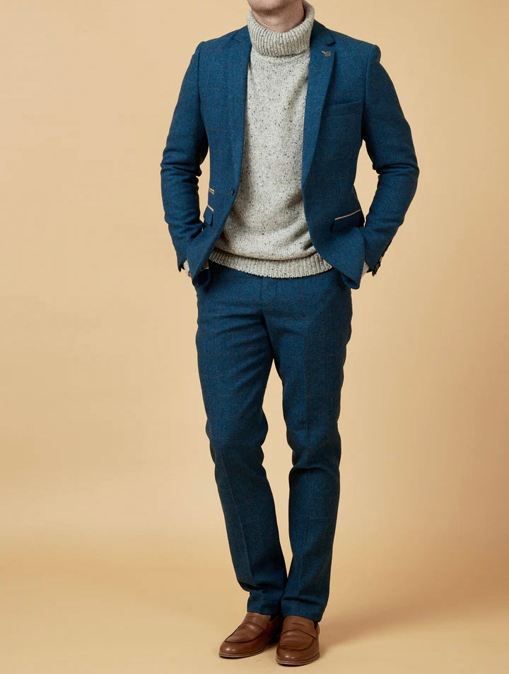 Marc Darcy Dion Blue Check Blazer