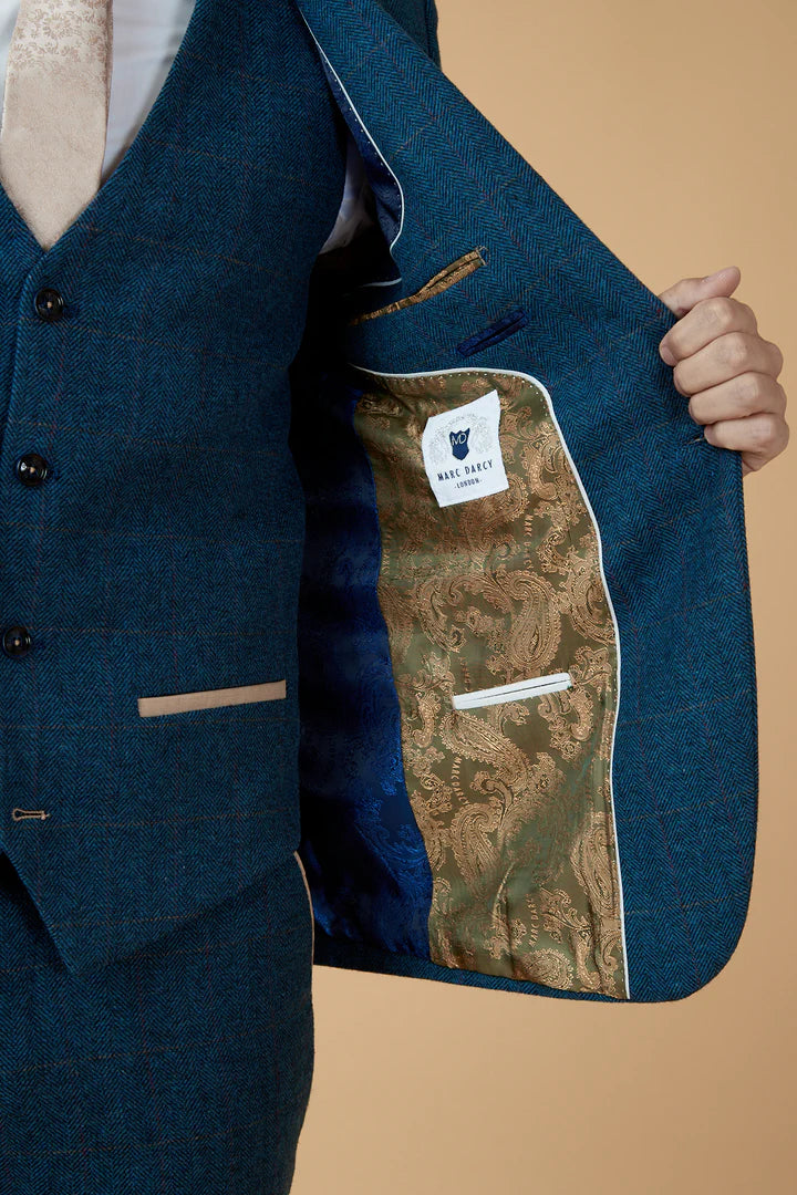 Marc Darcy Dion Blue Check Blazer