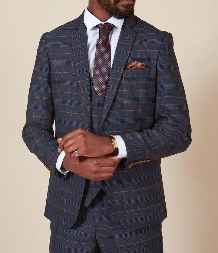 Marc Darcy Jenson Marine Navy Check Blazer