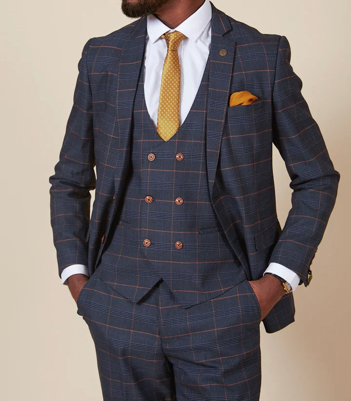 Marc Darcy Jenson Marine Navy Check Blazer