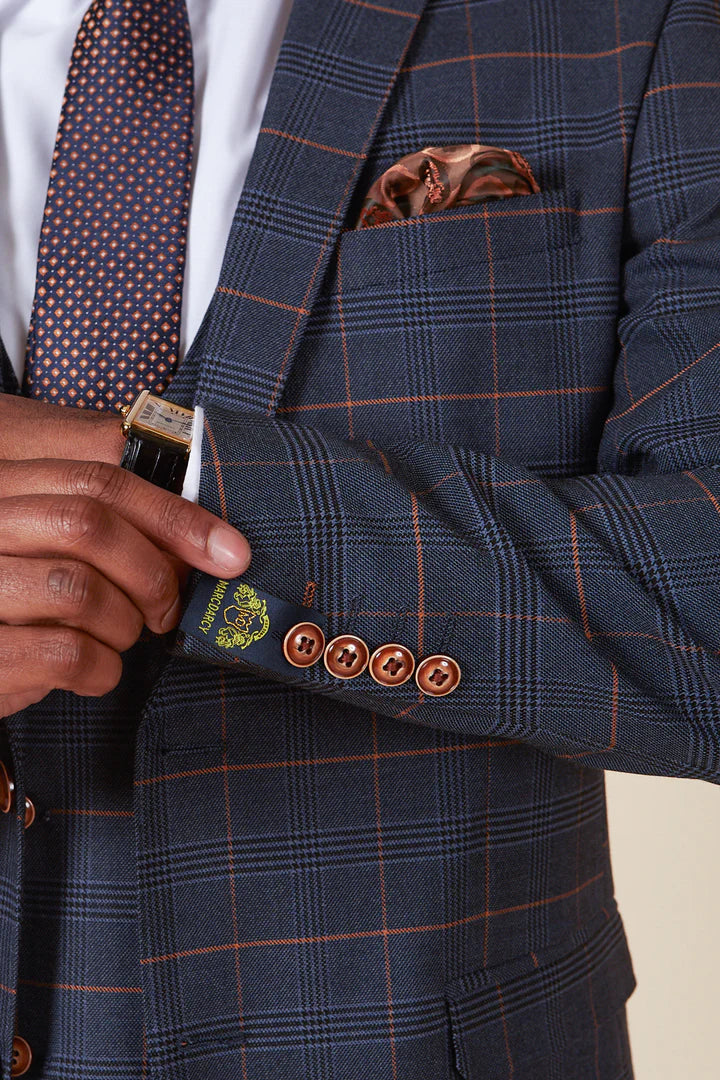 Marc Darcy Jenson Marine Navy Check Blazer