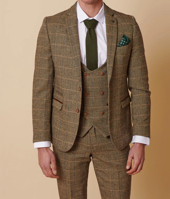 Marc Darcy Ted Tan Tweed Check Blazer