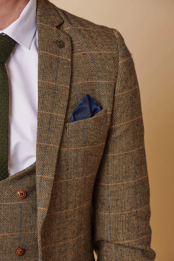 Marc Darcy Ted Tan Tweed Check Blazer