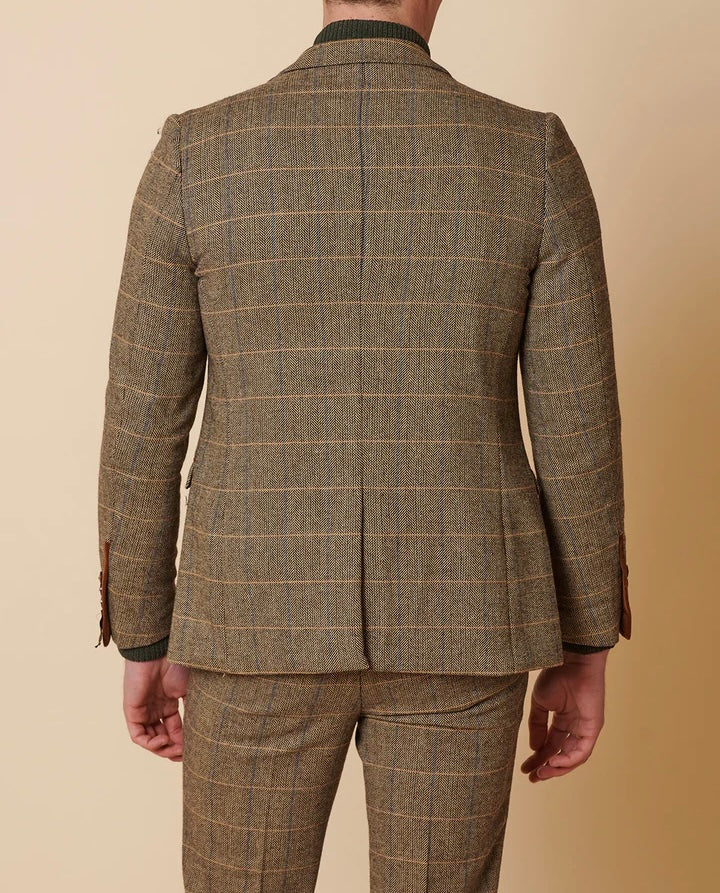 Marc Darcy Ted Tan Tweed Check Blazer