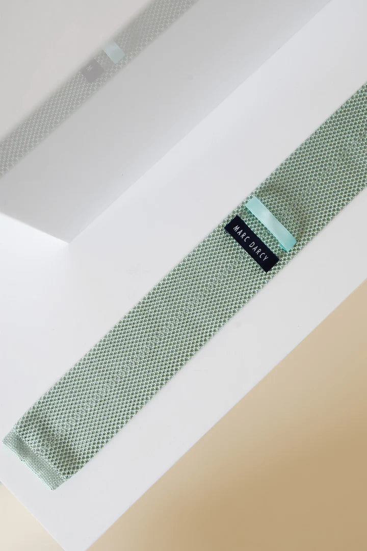 Marc Darcy Green Knitted Tie and Pocket Square Set