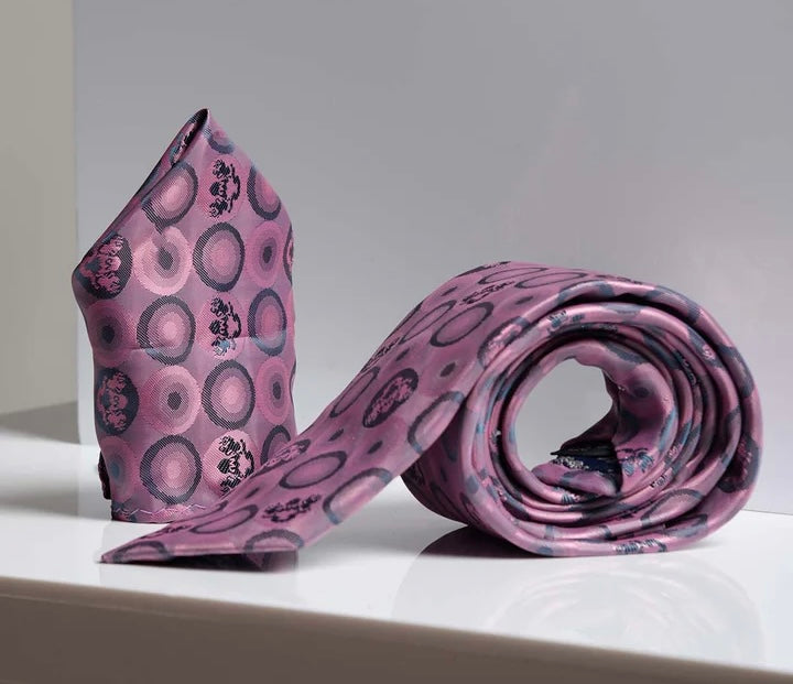 Marc Darcy Bubble Circle Baby Pink Tie and Pocket Square Set