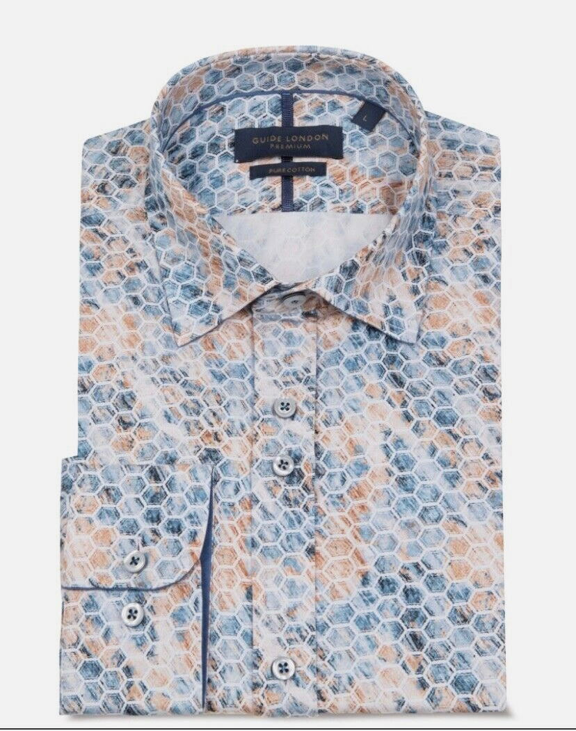 SALE Guide London Premium Geometric Print Shirt