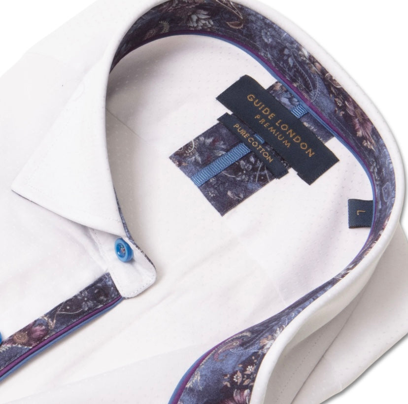 Guide London Premium White Shirt with Multi Coloured Buttons