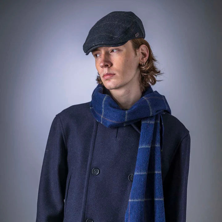 Heritage Traditions Blue Box Check Classic Tweed Flat Cap
