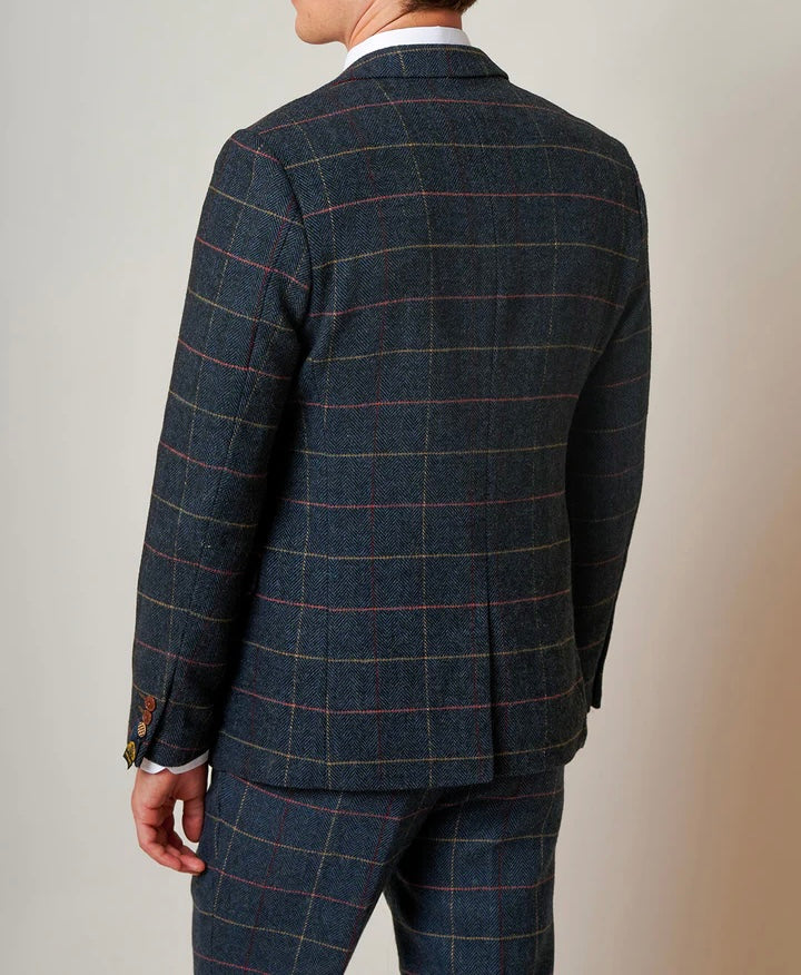 SALE Marc Darcy Eton Navy Blue Tweed Check Blazer