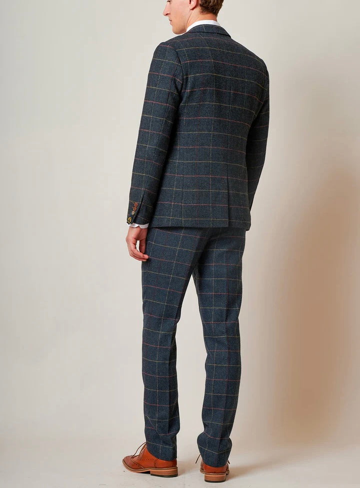 SALE Marc Darcy Eton Navy Blue Tweed Check Blazer