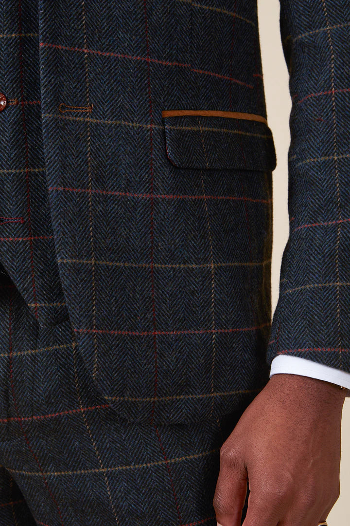 SALE Marc Darcy Eton Navy Blue Tweed Check Blazer