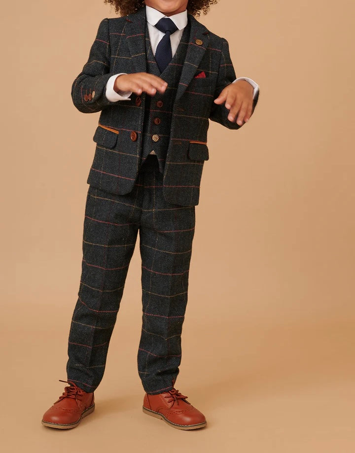 SALE Marc Darcy Eton Children’s Navy Blue Tweed Check Three Piece Suit