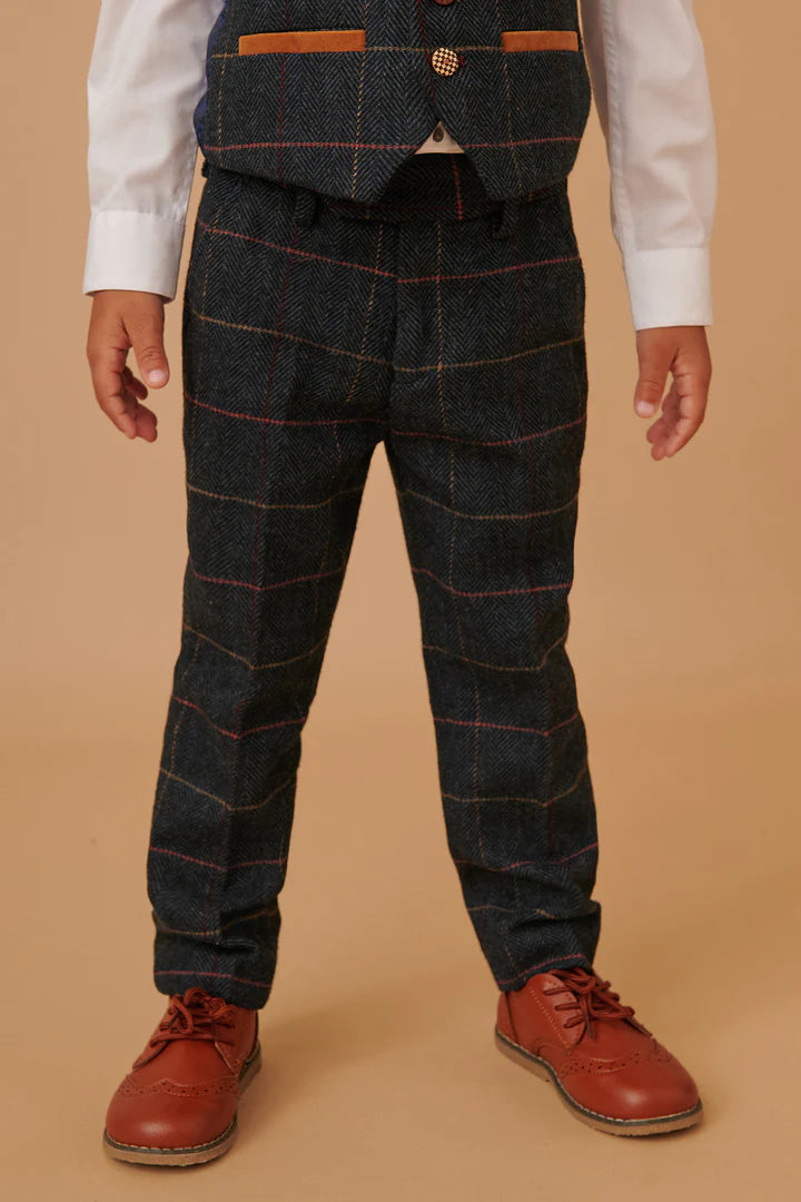 SALE Marc Darcy Eton Children’s Navy Blue Tweed Check Three Piece Suit
