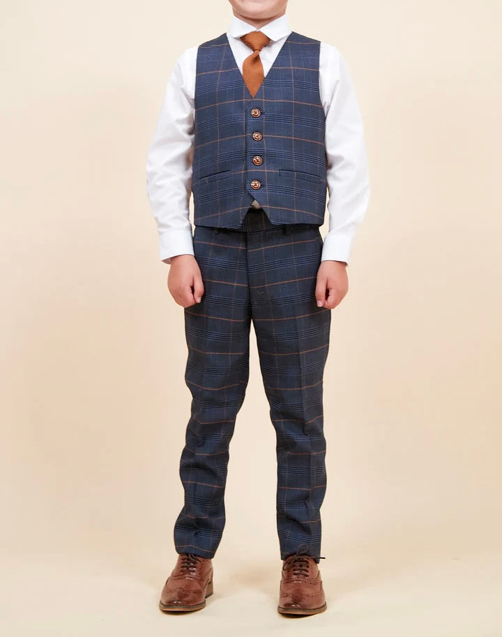 Marc Darcy Jenson Marine Children’s Navy Check Three Piece Suit