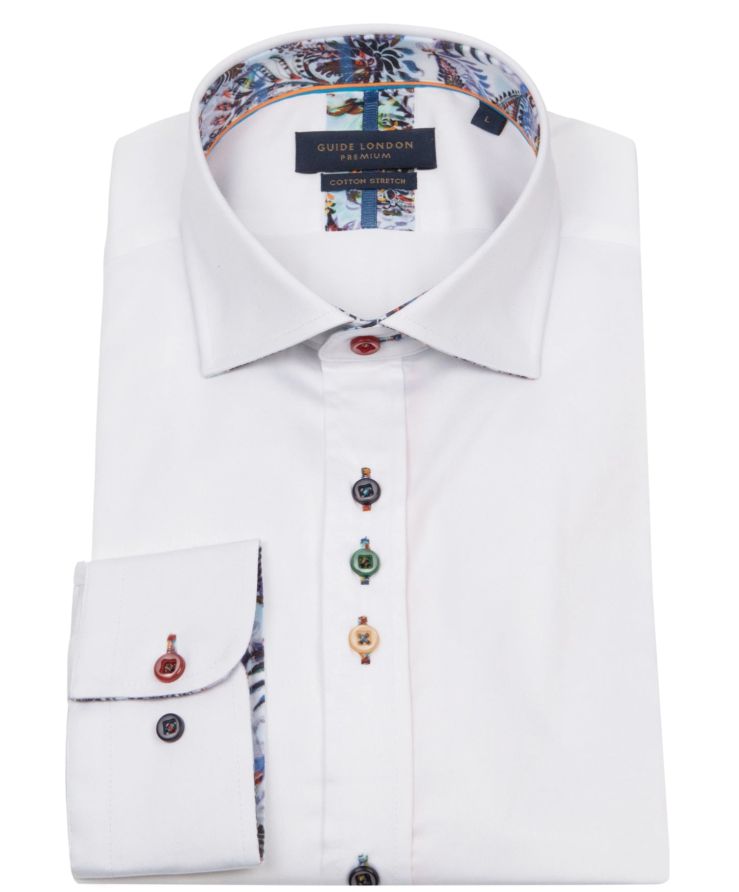 Guide London Premium Paisley Inlay White Shirt