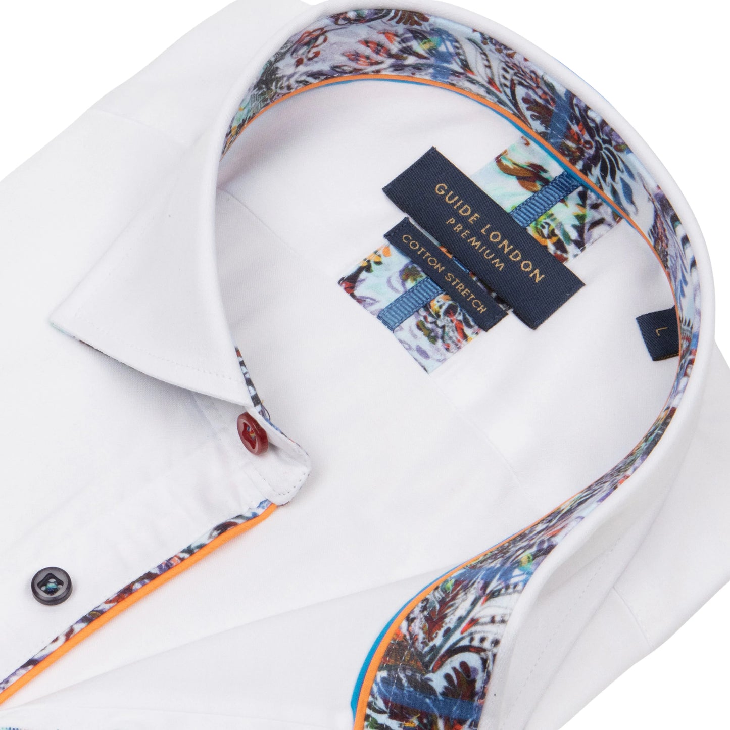 Guide London Premium Paisley Inlay White Shirt