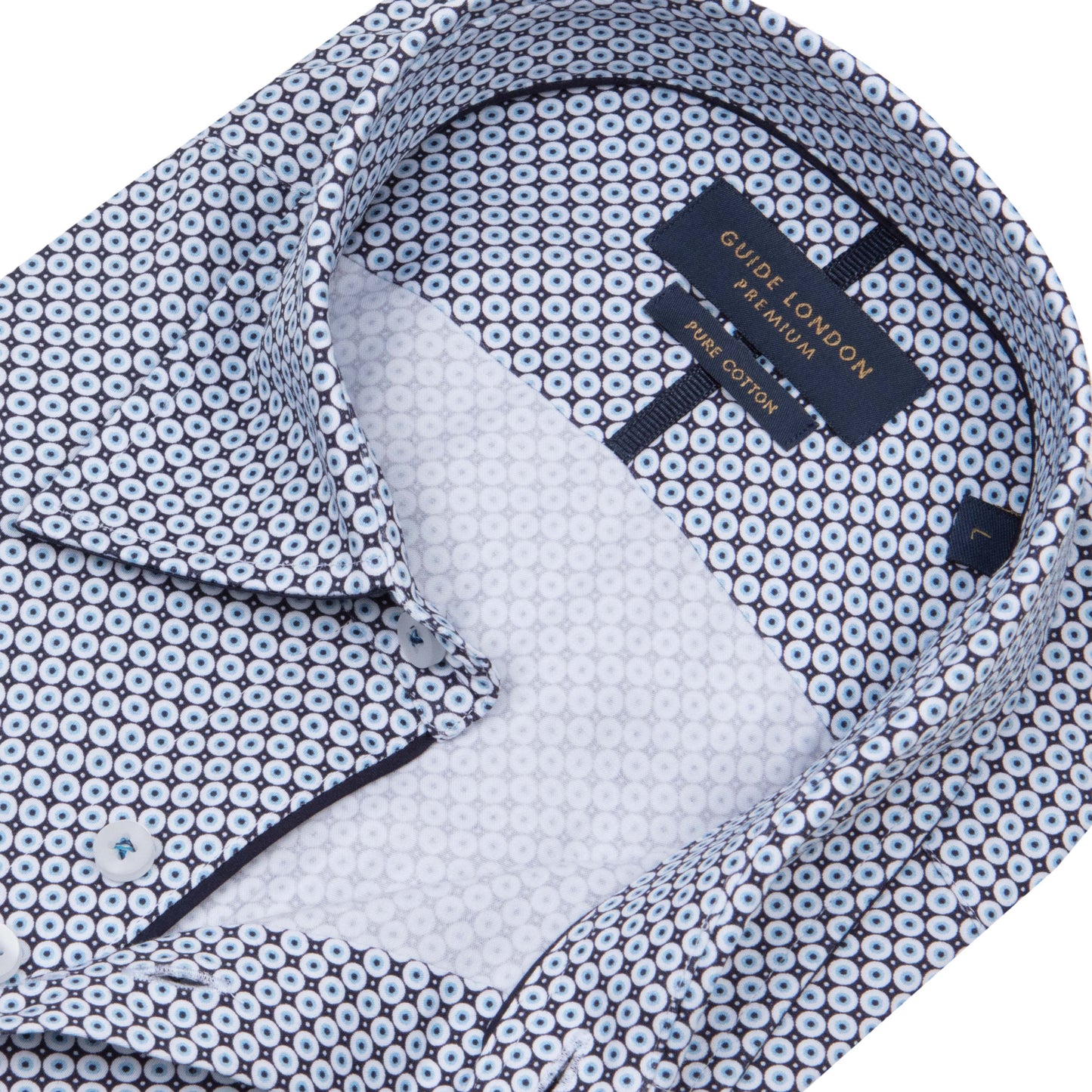 Guide London Premium Blue and White Geometric Shirt