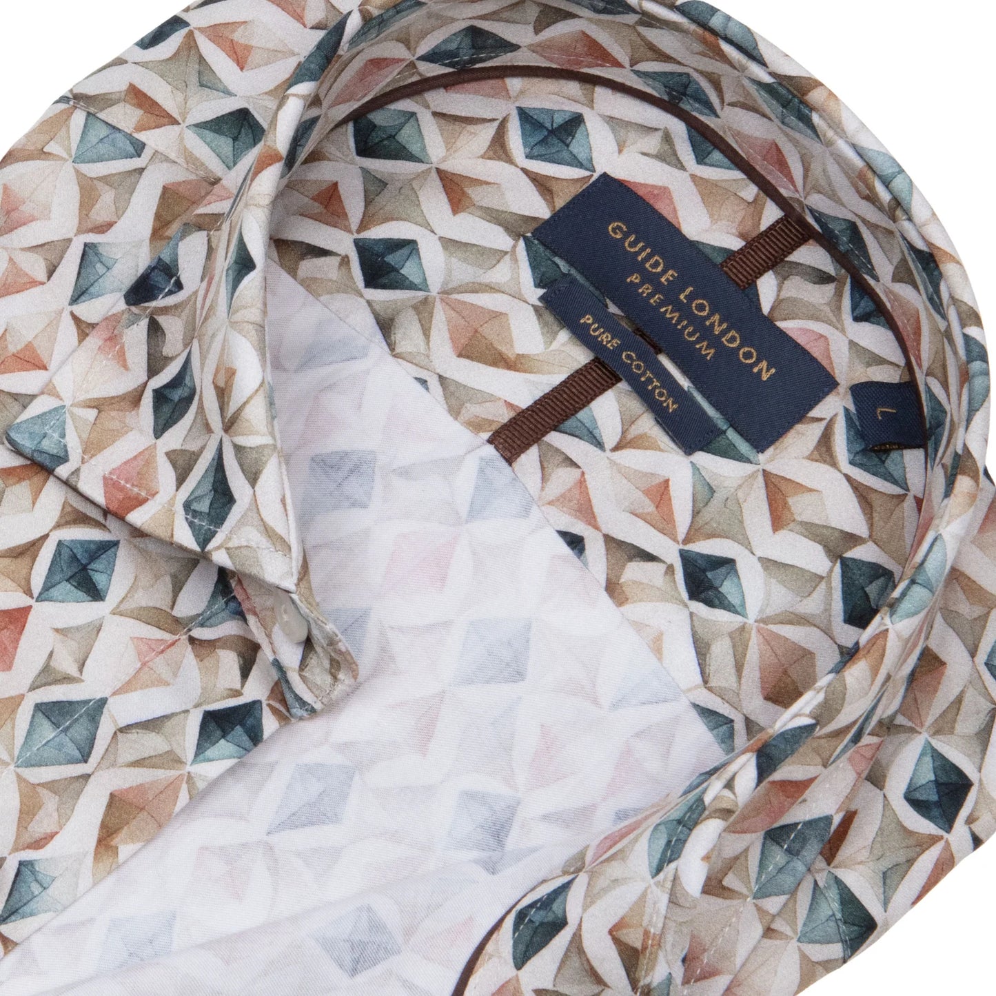 SALE Guide London Premium Watercolour Geometric Long Sleeve Shirt