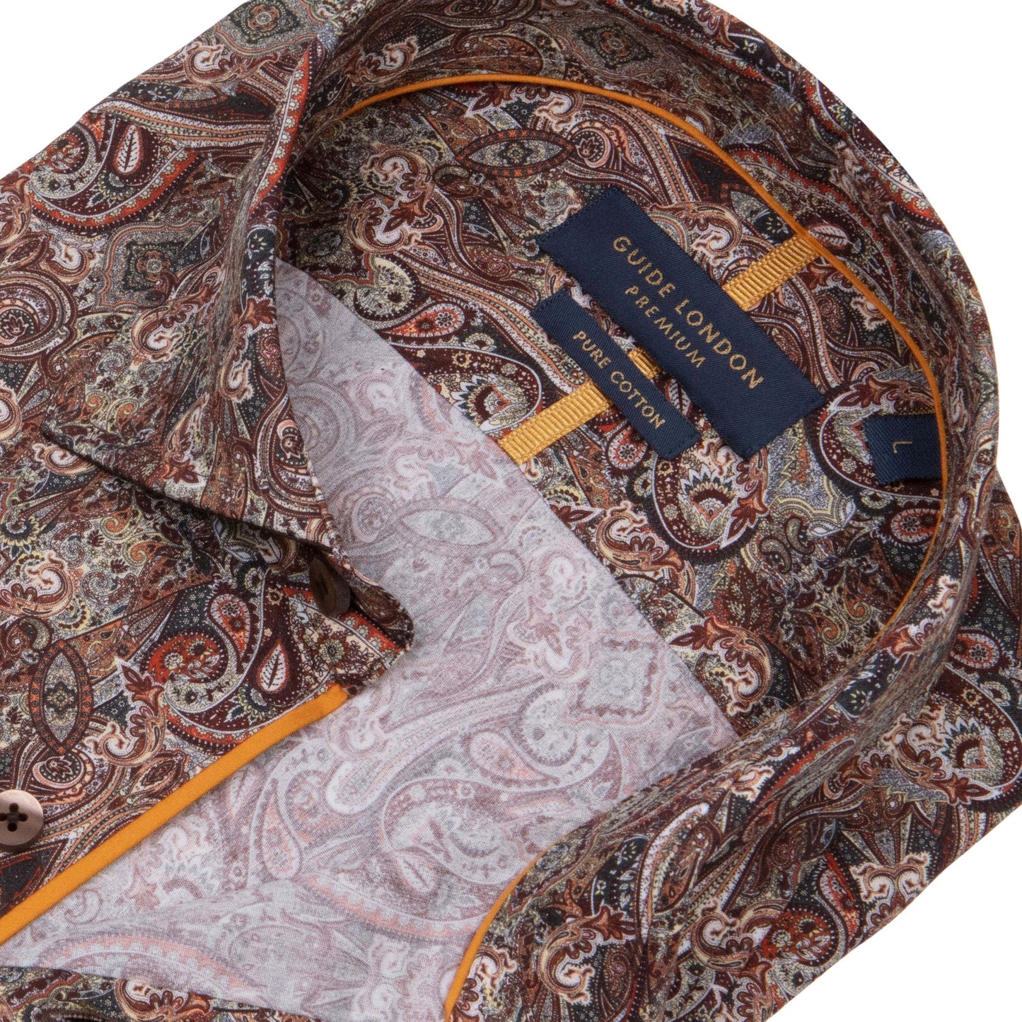 SALE Guide London Premium Earthy Paisley Long Sleeve Shirt