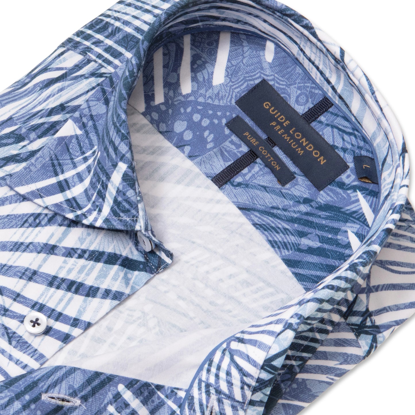 Guide London Premium Blue Tropical Leaf Shirt