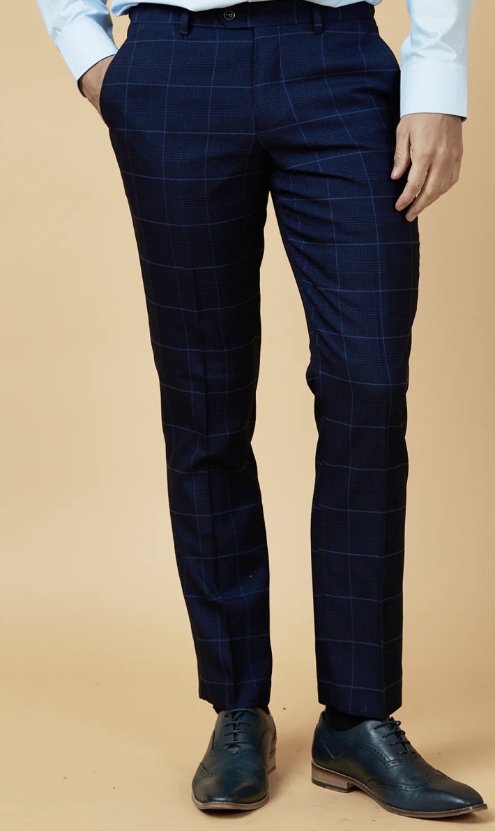 Marc Darcy Edinson Navy Sky Check Trousers