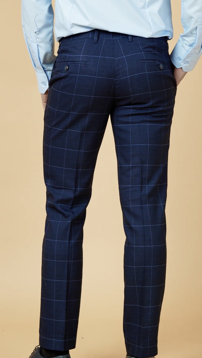 Marc Darcy Edinson Navy Sky Check Trousers
