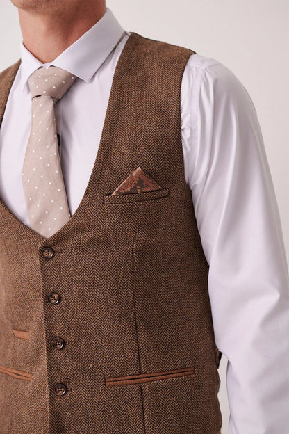 Marc Darcy Dean Tan Tweed Waistcoat