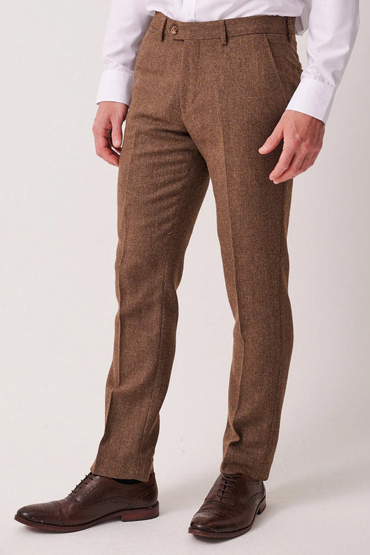 Marc Darcy Dean Tan Tweed Trousers