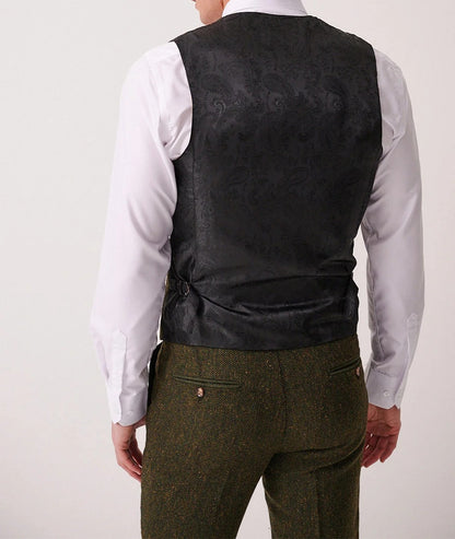 Marc Darcy Dean Olive Tweed Waistcoat