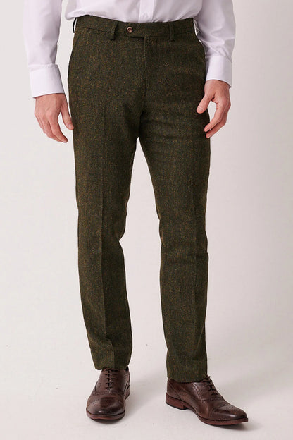 Marc Darcy Dean Olive Tweed Trousers