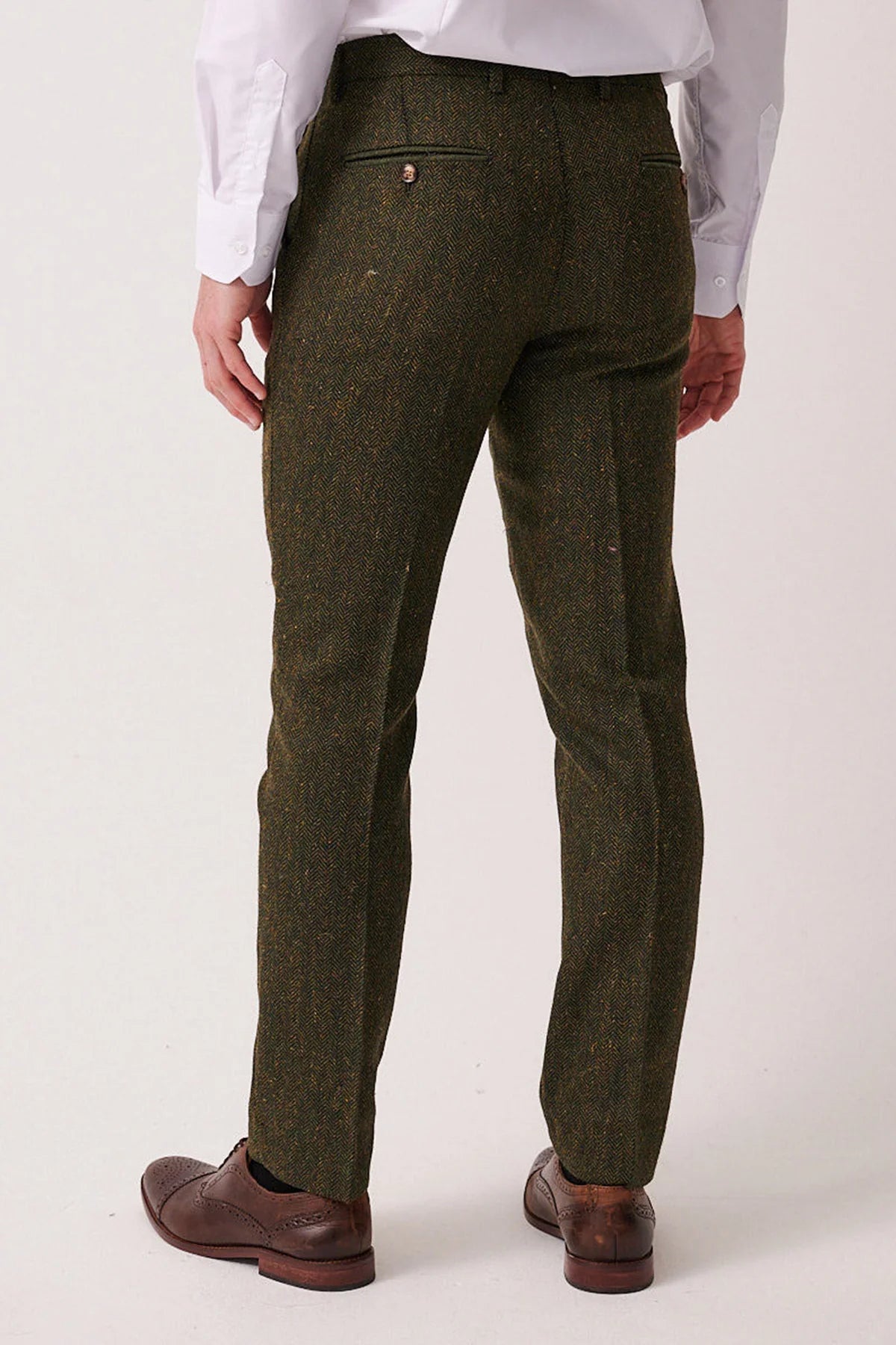Marc Darcy Dean Olive Tweed Trousers