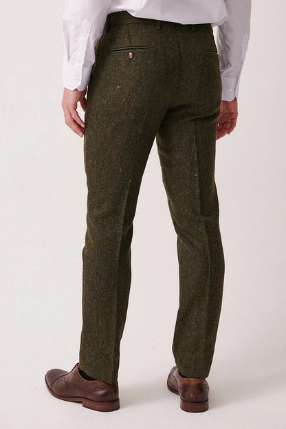 Marc Darcy Dean Olive Tweed Trousers